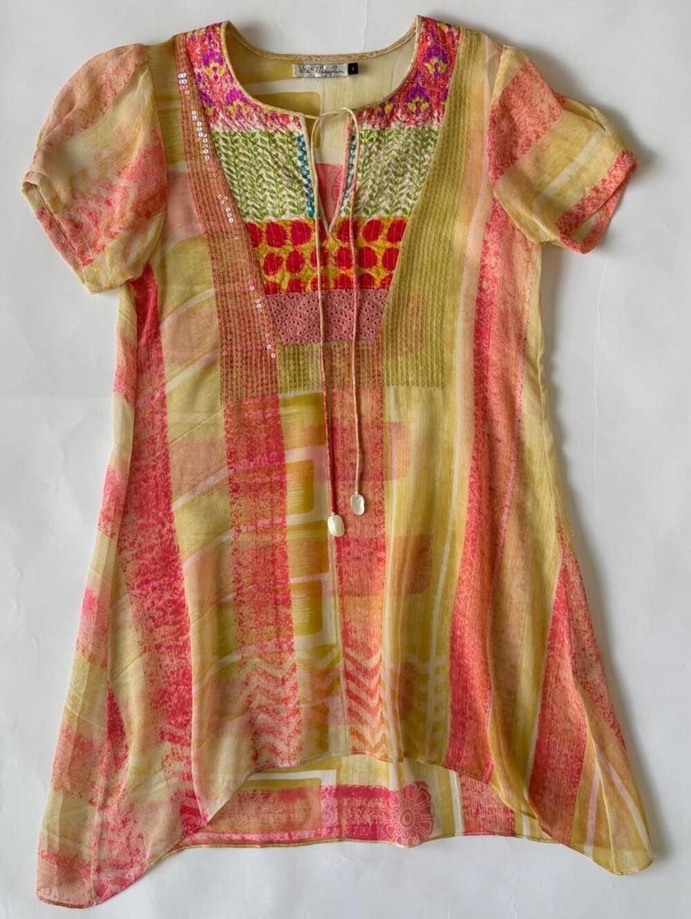 ANTHROPOLOGIE NIKI TLANAPAN EMBROIDERED SEQUIN BOHO TUNIC SMALL - Picture 8 of 8